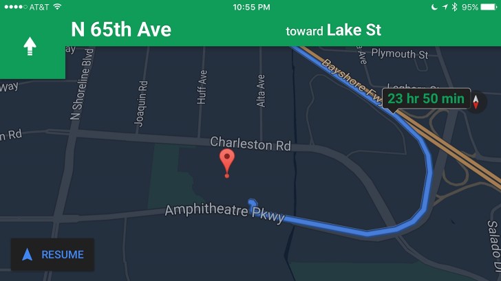 جوجل توفر ميزة الوضع الليلي لتطبيق Google Maps على أي أو إس