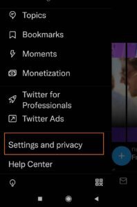 Settings and privacy  