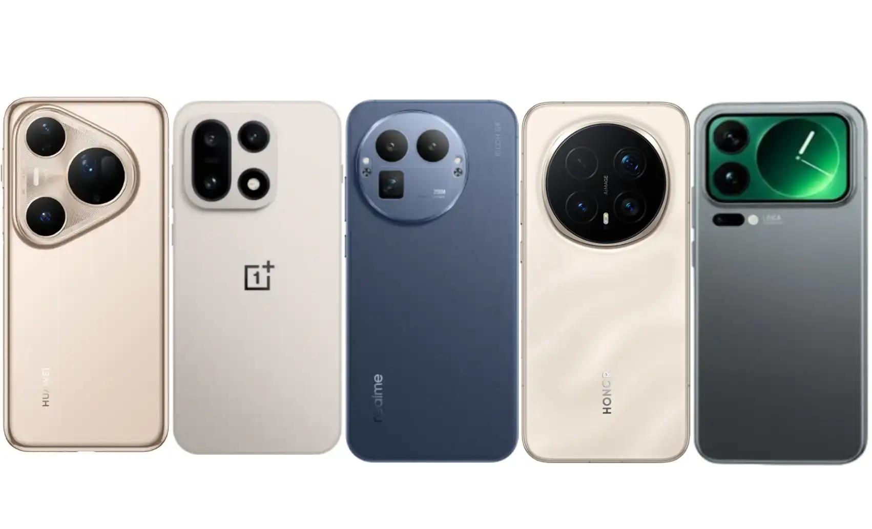 أقوى 5 هواتف في سرعة الشحن في 2025.. من اليمين إلى اليسار شاومي وأونور وريلمي وون بلس وهواوي