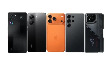 أقوى هواتف الألعاب في 2025 .. من اليمين لليسار هواتف أسوس وسامسونج وآيفون وشاومي ونوبيا