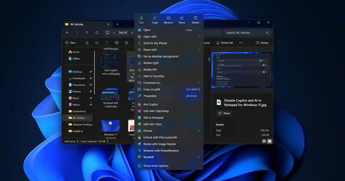ويندوز 11 سيسمح أخيرًا للمستخدمين بإلغاء خيارات الذكاء الاصطناعي